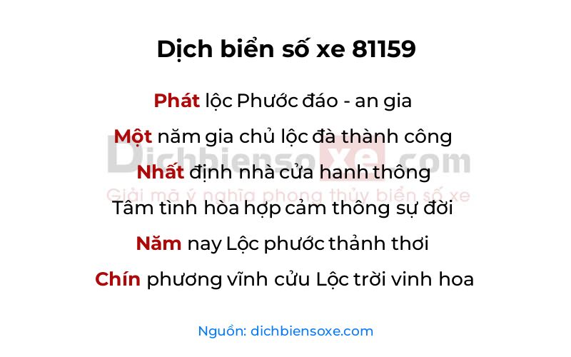 Dịch thơ biển số 81159