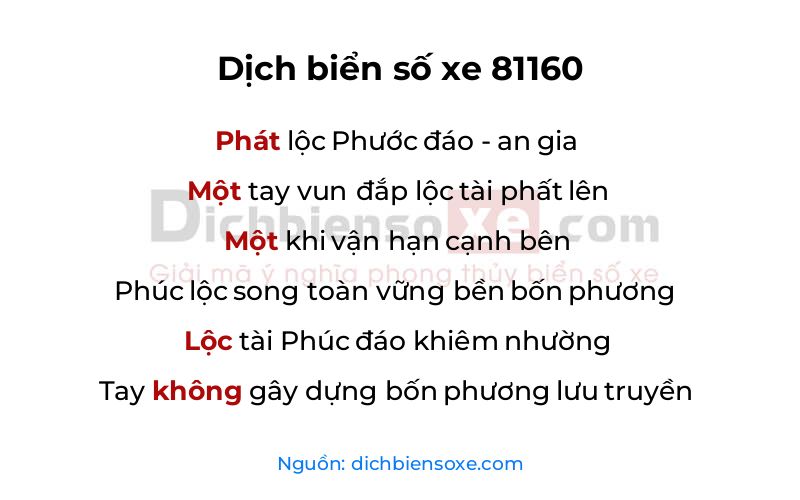 Dịch thơ biển số 81160