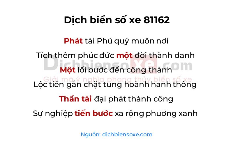 Dịch thơ biển số 81162