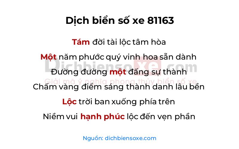 Dịch thơ biển số 81163