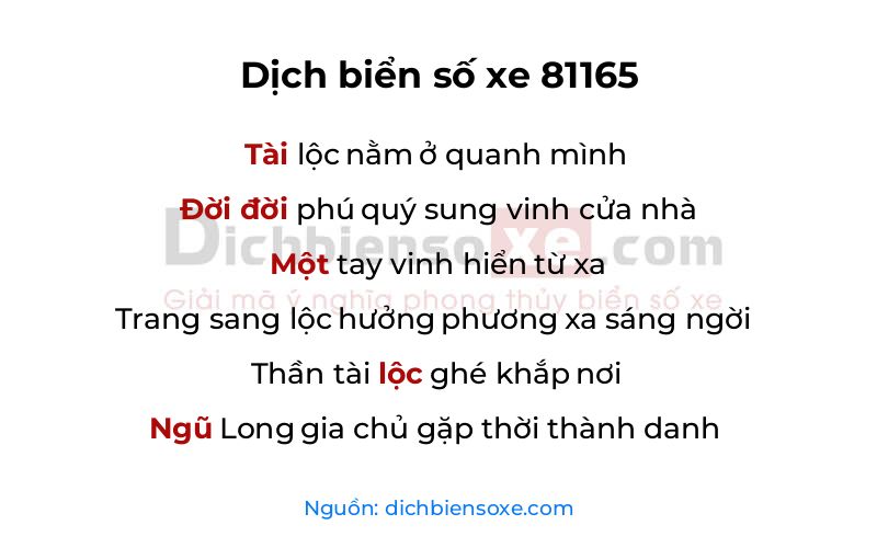 Dịch thơ biển số 81165