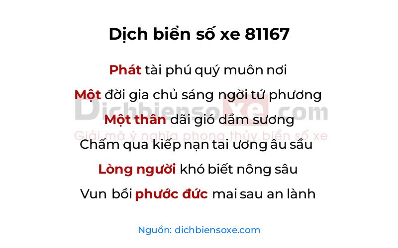 Dịch thơ biển số 81167