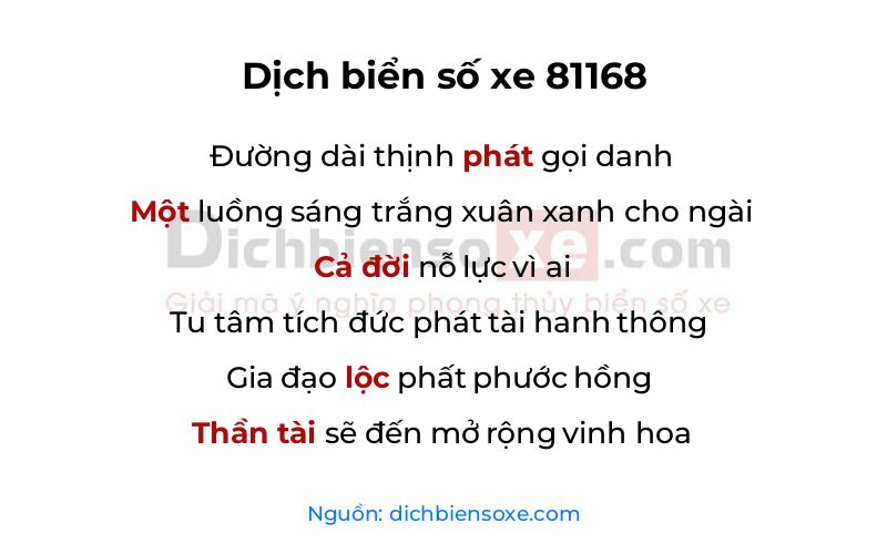 Dịch thơ biển số 81168