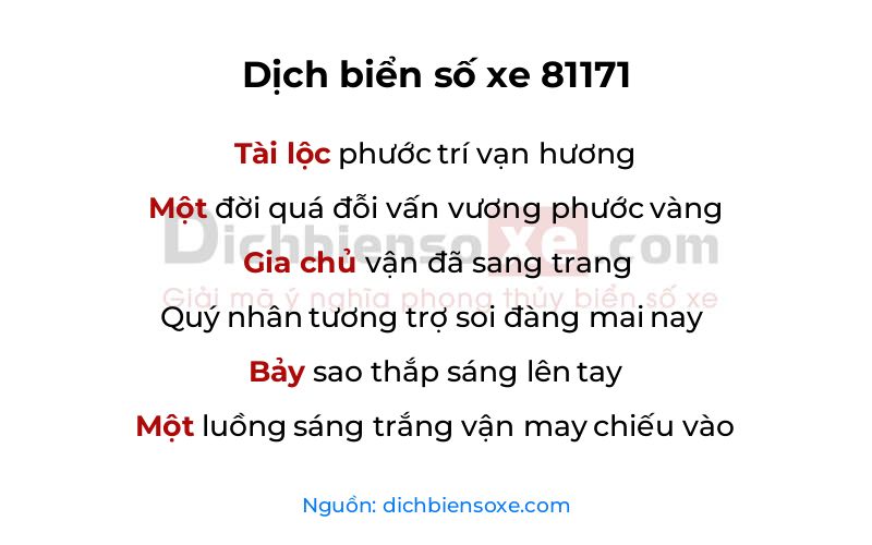 Dịch thơ biển số 81171
