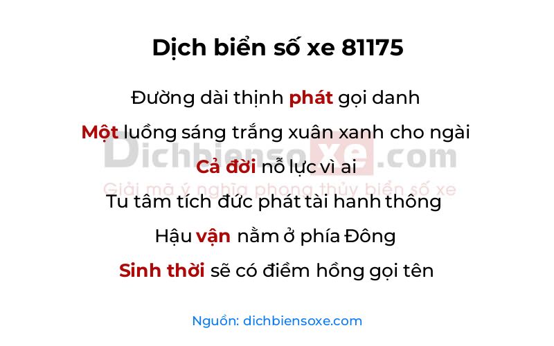 Dịch thơ biển số 81175