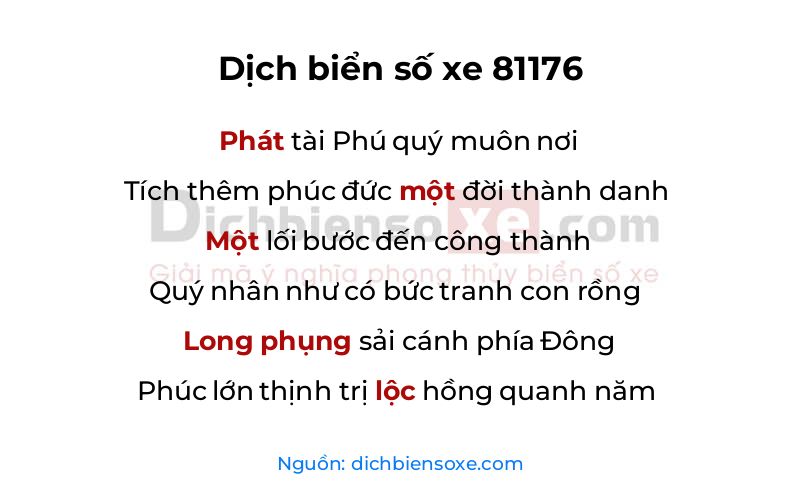 Dịch thơ biển số 81176