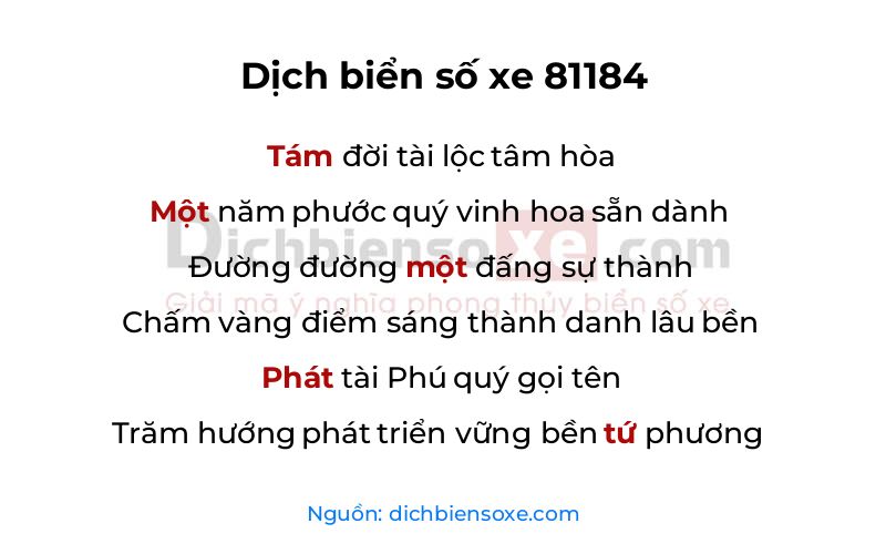 Dịch thơ biển số 81184