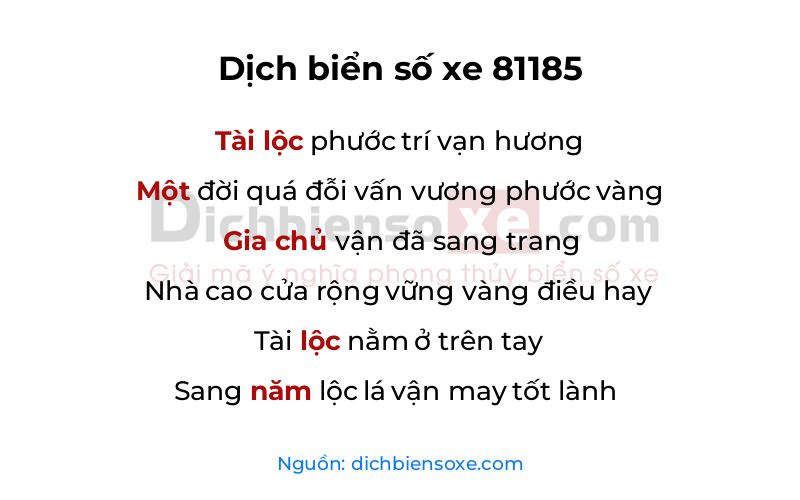 Dịch thơ biển số 81185