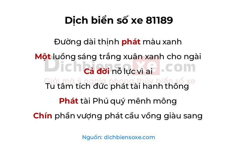 Dịch thơ biển số 81189