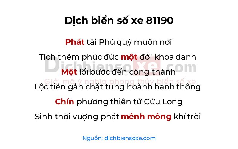 Dịch thơ biển số 81190