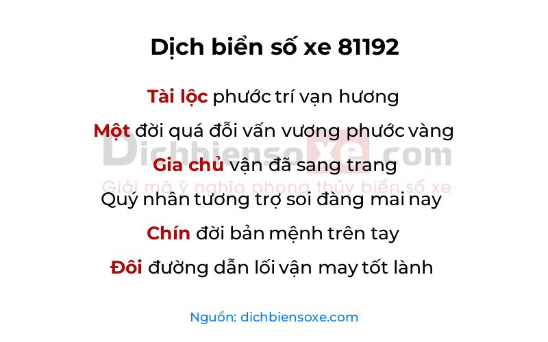 Dịch thơ biển số 81192
