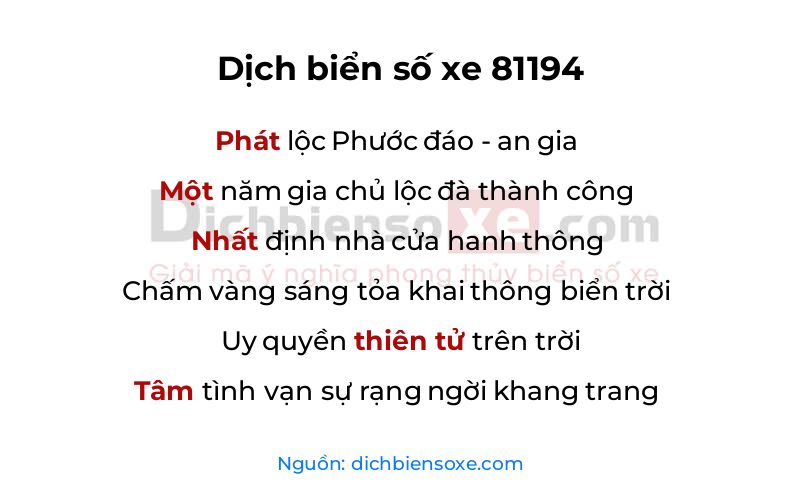 Dịch thơ biển số 81194