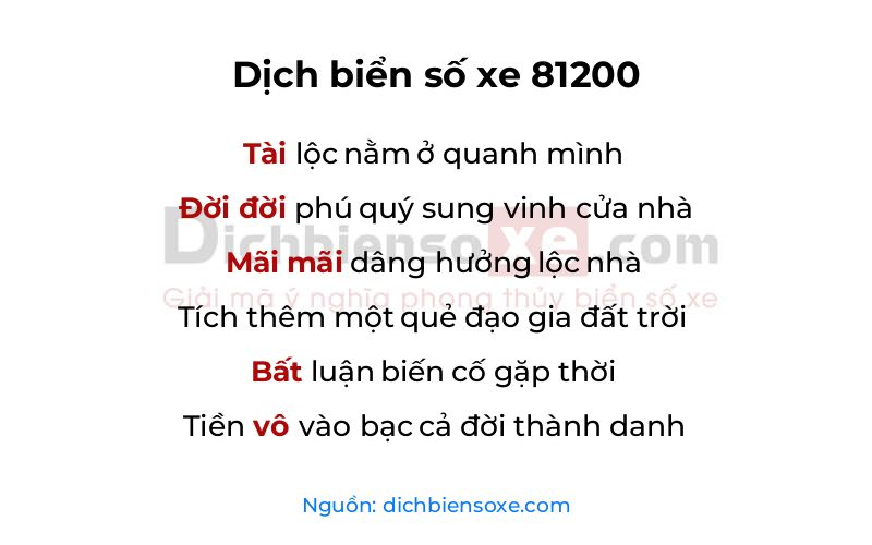 Dịch thơ biển số 81200