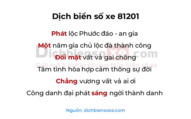 Dịch thơ biển số 81201