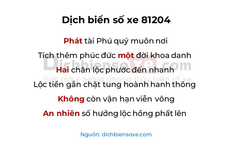 Dịch thơ biển số 81204