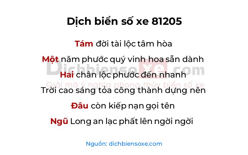 Dịch thơ biển số 81205