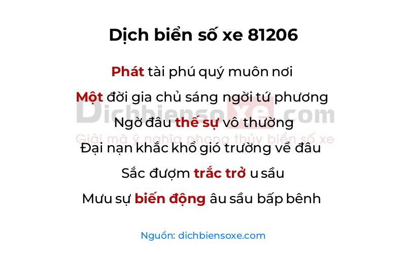 Dịch thơ biển số 81206