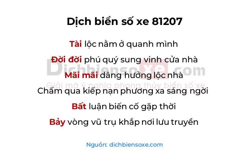 Dịch thơ biển số 81207