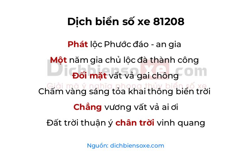 Dịch thơ biển số 81208