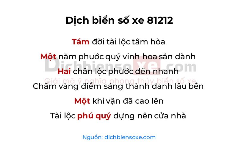 Dịch thơ biển số 81212