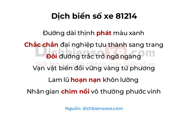 Dịch thơ biển số 81214