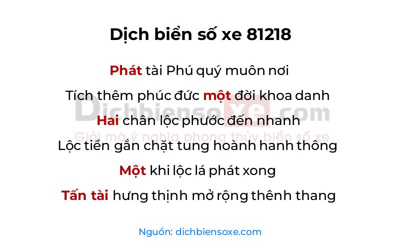 Dịch thơ biển số 81218