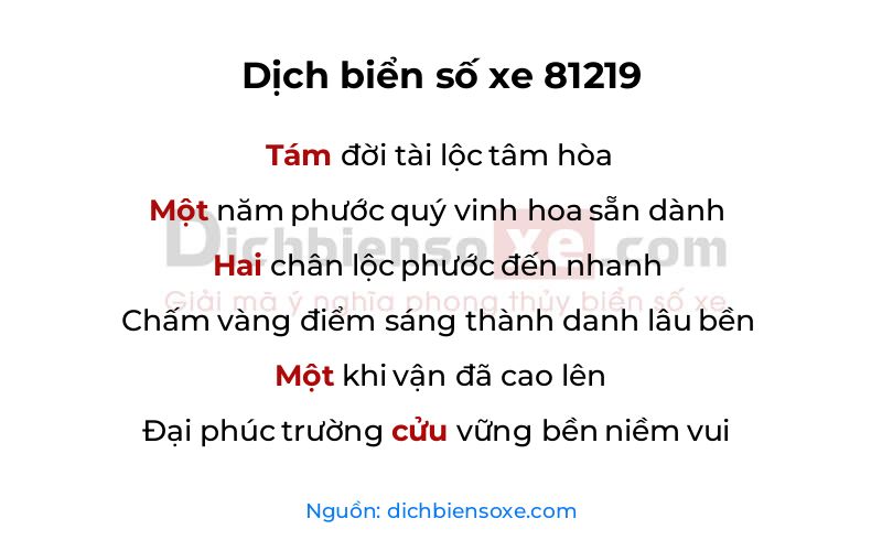 Dịch thơ biển số 81219