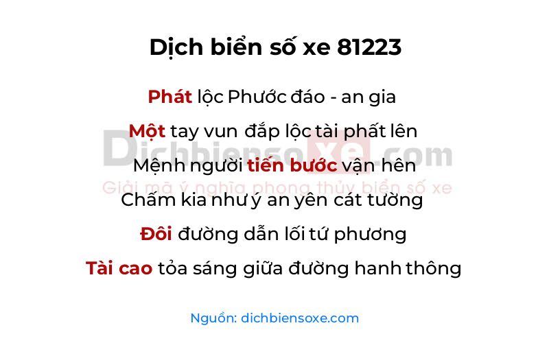 Dịch thơ biển số 81223