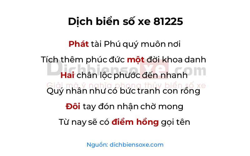 Dịch thơ biển số 81225