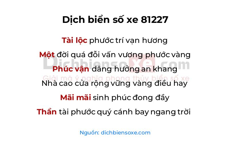 Dịch thơ biển số 81227
