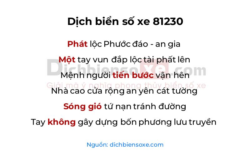 Dịch thơ biển số 81230