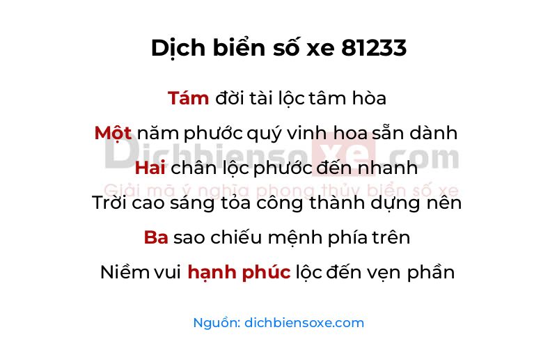 Dịch thơ biển số 81233