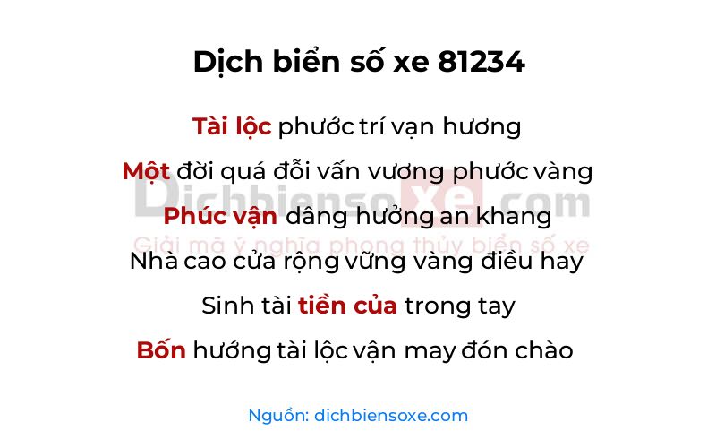 Dịch thơ biển số 81234
