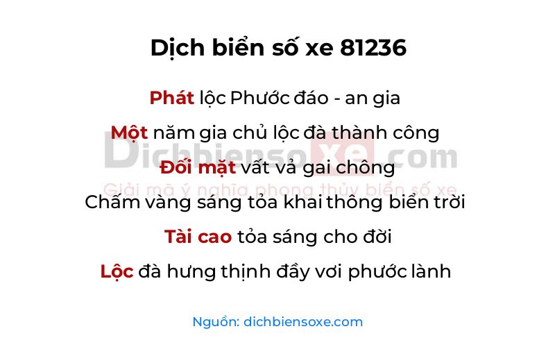 Dịch thơ biển số 81236