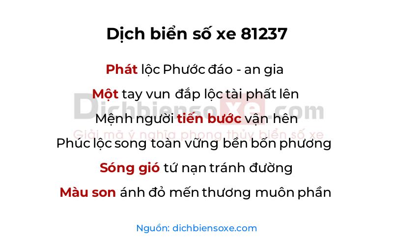 Dịch thơ biển số 81237