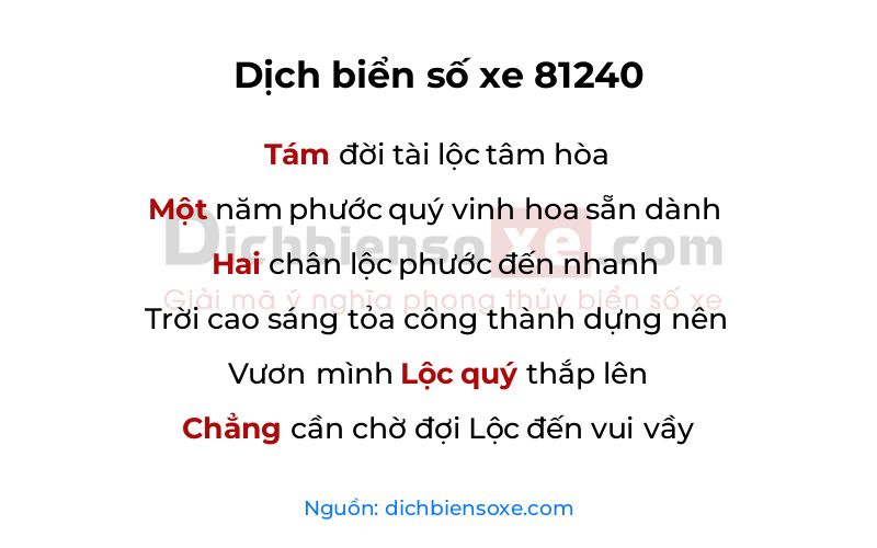 Dịch thơ biển số 81240