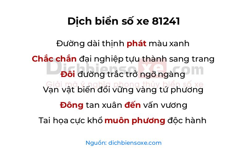 Dịch thơ biển số 81241