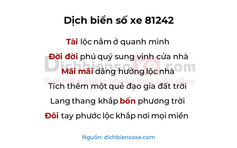 Dịch thơ biển số 81242