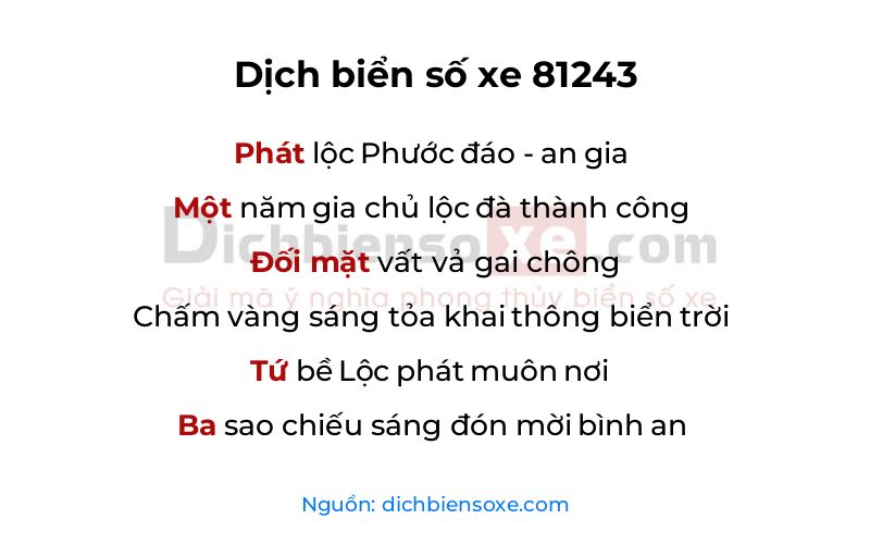 Dịch thơ biển số 81243