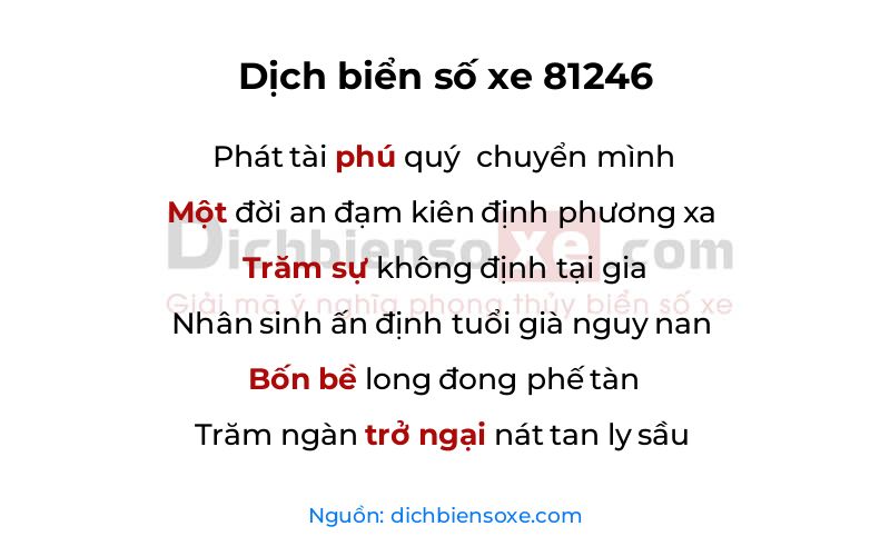 Dịch thơ biển số 81246