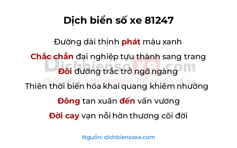 Dịch thơ biển số 81247