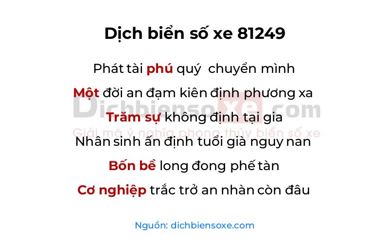 Dịch thơ biển số 81249