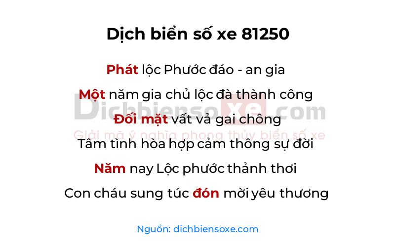 Dịch thơ biển số 81250