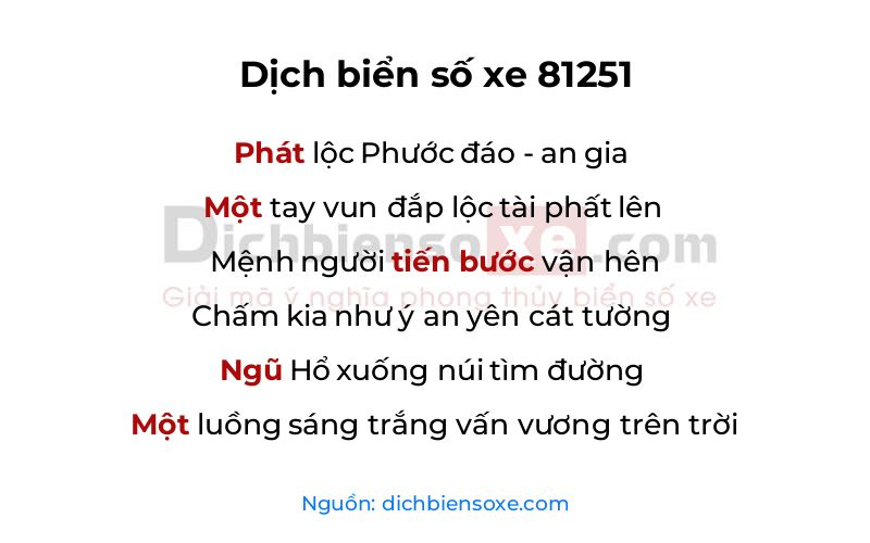 Dịch thơ biển số 81251