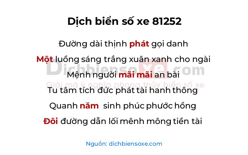 Dịch thơ biển số 81252