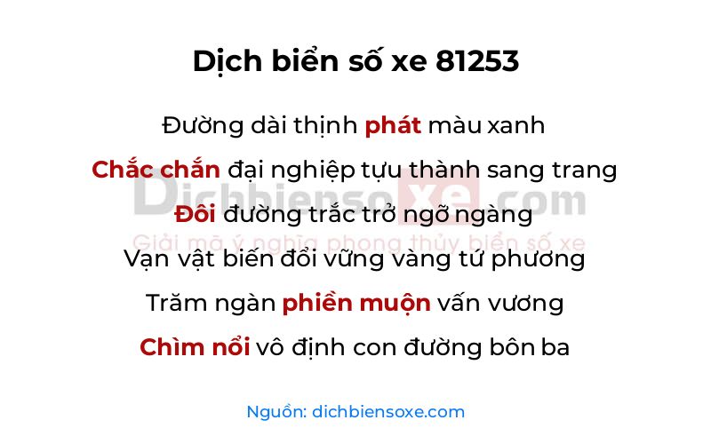 Dịch thơ biển số 81253