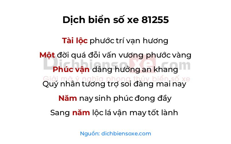 Dịch thơ biển số 81255