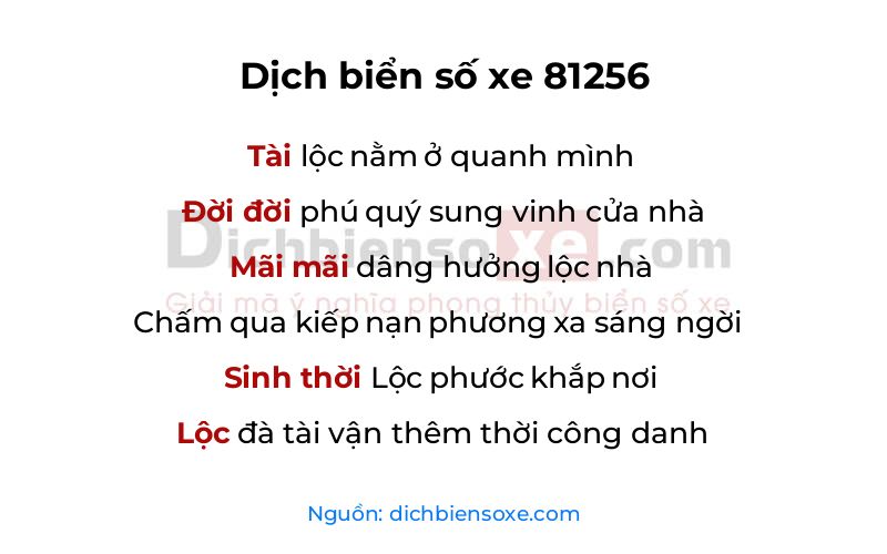 Dịch thơ biển số 81256