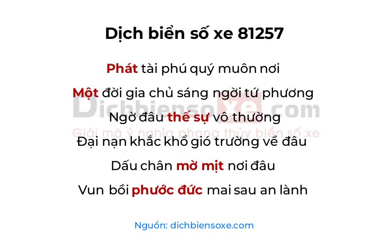 Dịch thơ biển số 81257
