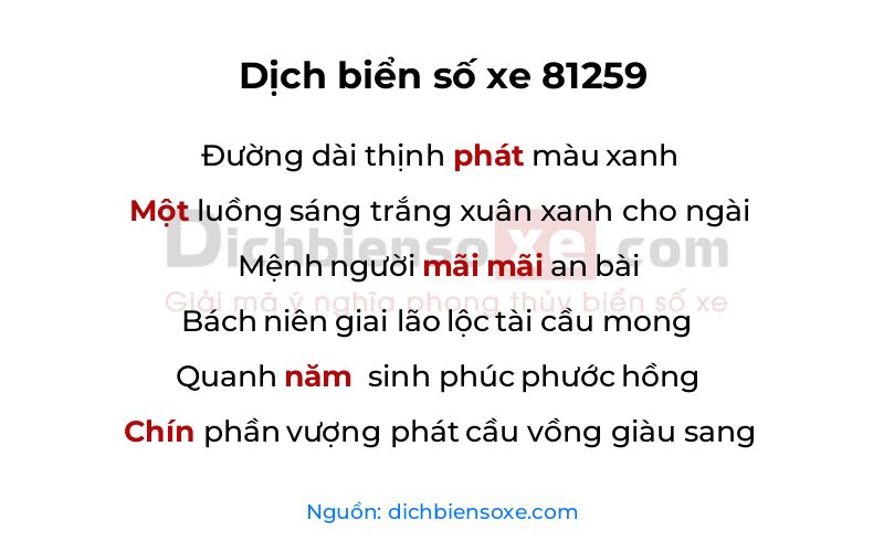 Dịch thơ biển số 81259